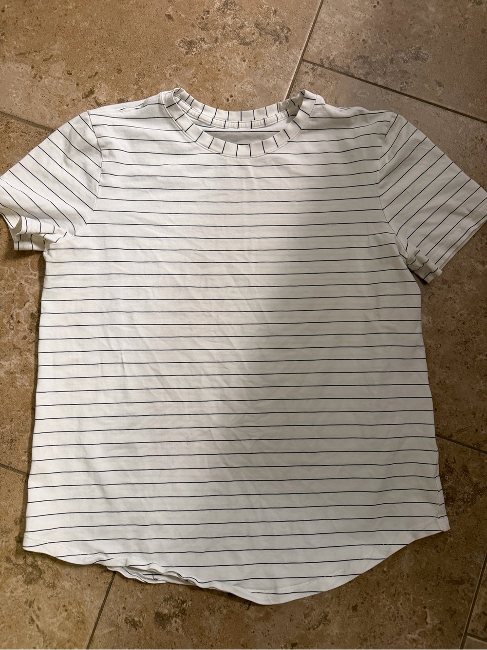 Lululemon White and Black Striped Tshirt